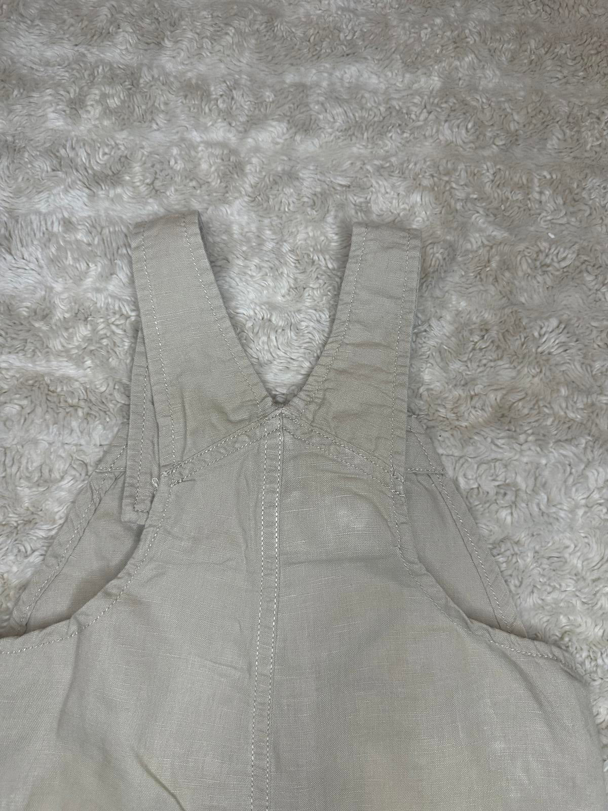 babyGAP utility tan linen/cotton bib-style cargo overalls Size 18-24M