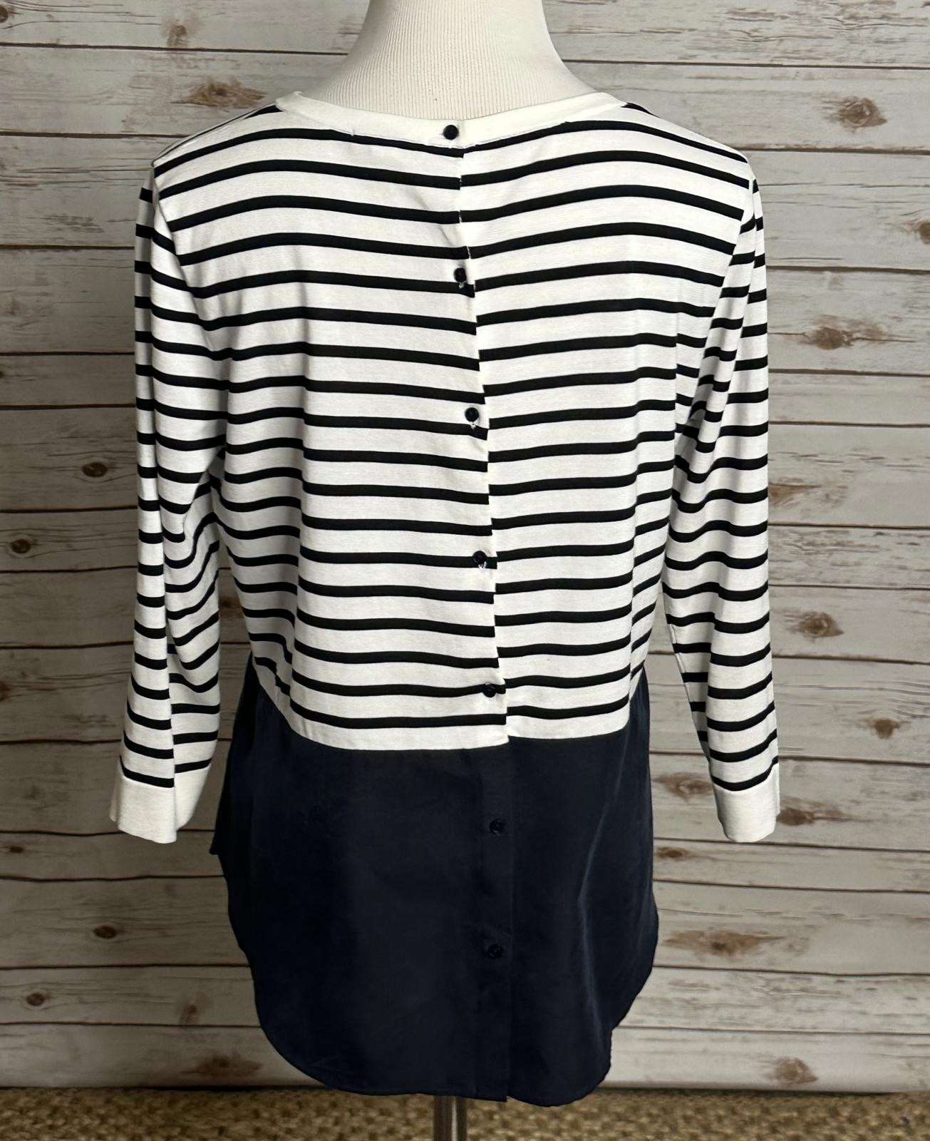 COS classic navy/white striped cotton/silk 3/4 length sleeve sweater Size Medium