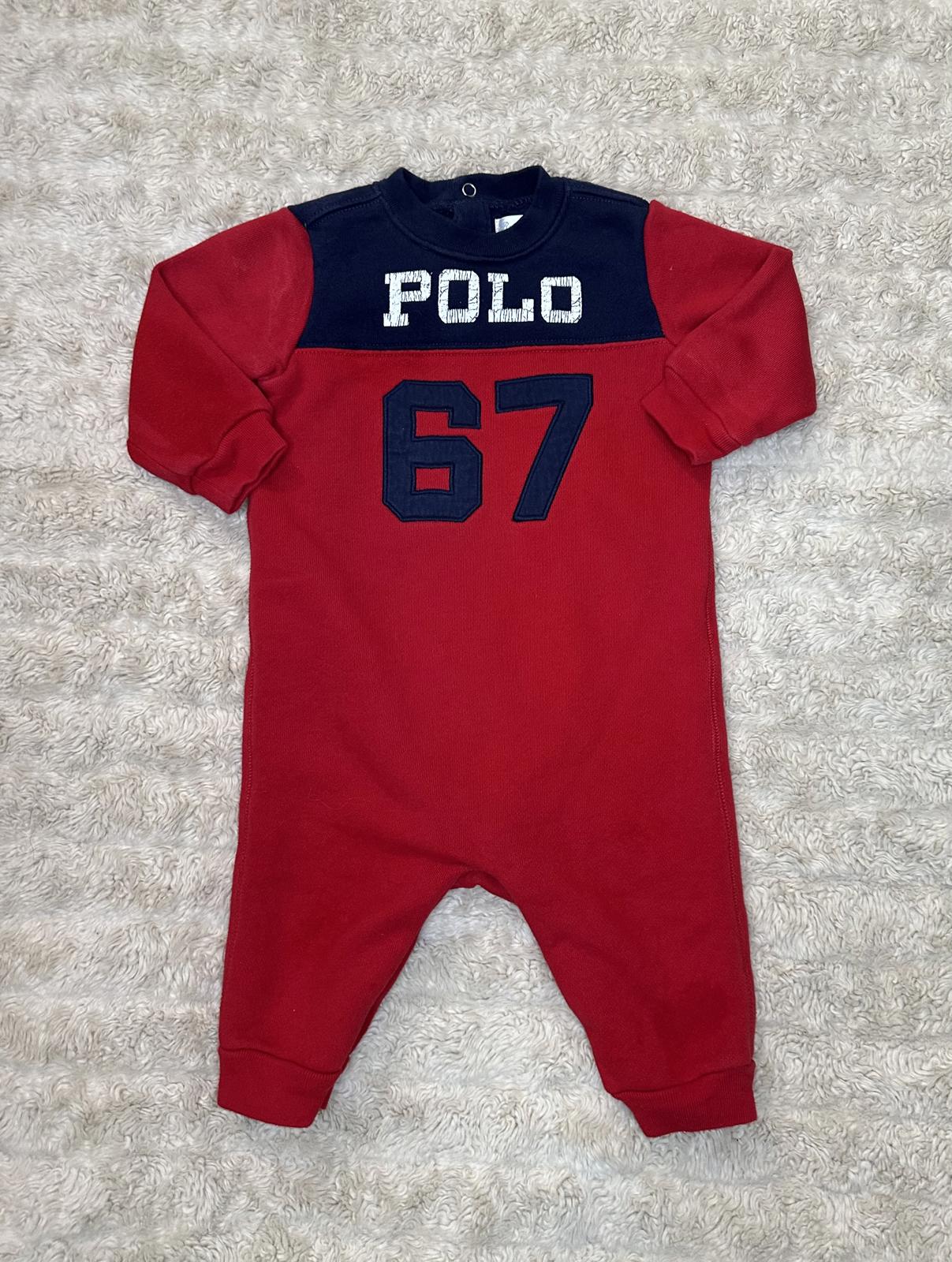 Ralph Lauren classic cotton red/navy blue colorblock one-piece Size 6M