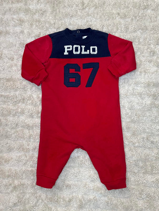 Ralph Lauren classic cotton red/navy blue colorblock one-piece Size 6M