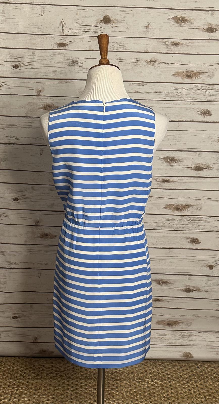 J. Crew classic coastal blue/white striped sleeveless silk sheath dress Size 12