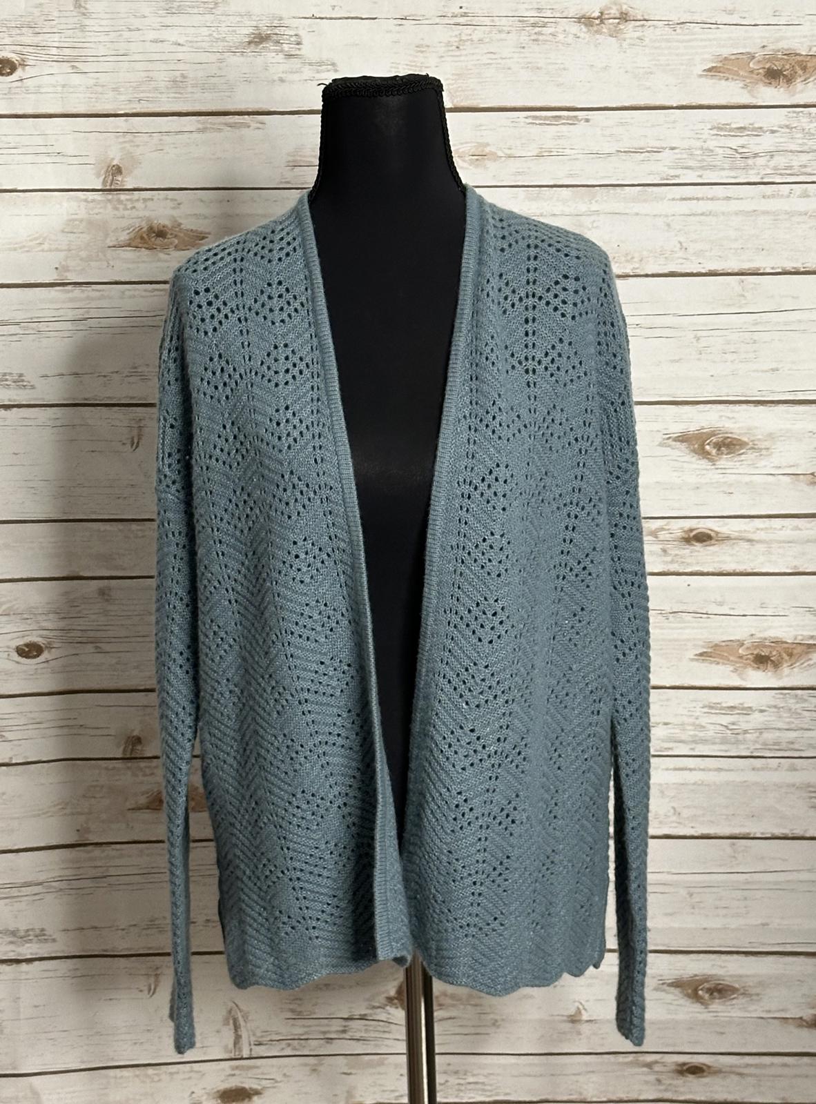 Garnet Hill casual blue/grey cashmere/linen open front cardigan sweater Size XS