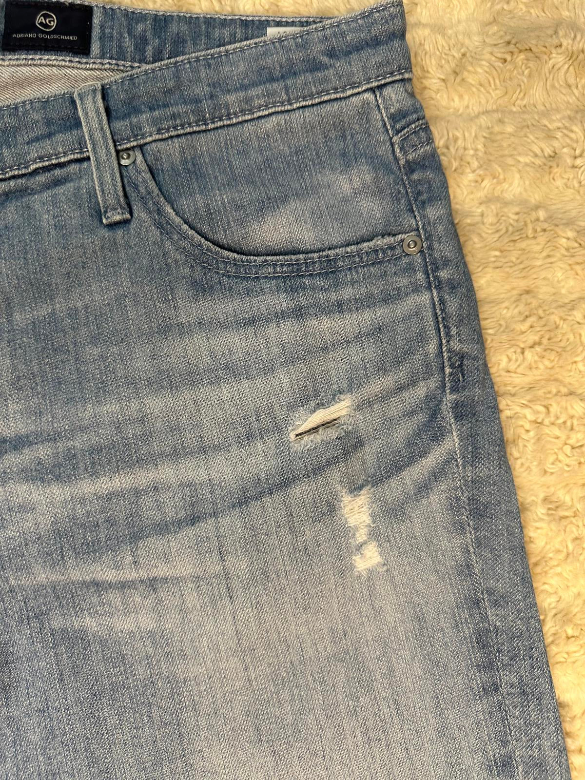 AG Adriano Goldschmeid Stevie Slim light wash distressed capri jeans Size 31