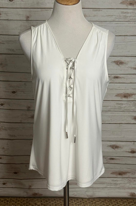 White House Black Market ivory casual MJ lace-up sleeveless tank Size Large