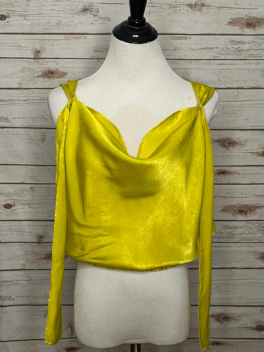 Maeve by Anthropologie Alida chartreuse satin cowl-neck sleeveless blouse Size 4