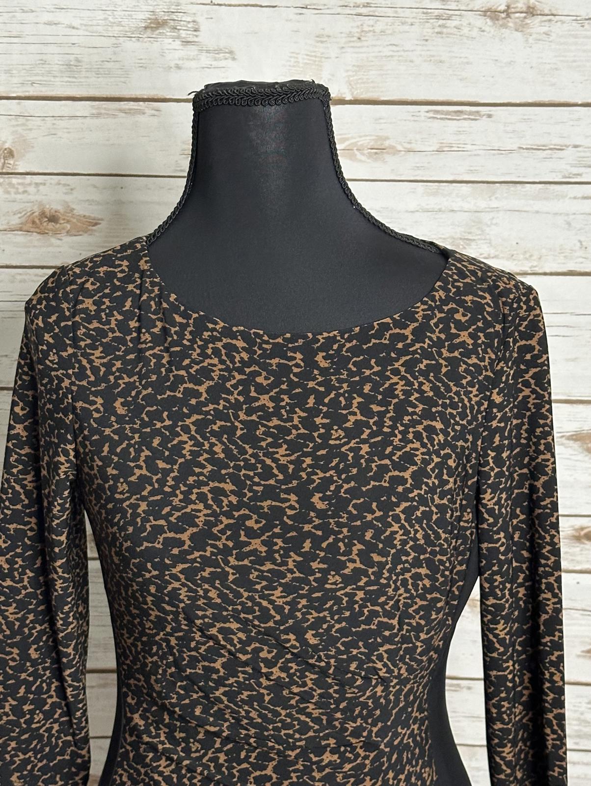 Lauren Ralph Lauren mob wife black/brown leopard print midi sheath dress Size 6P