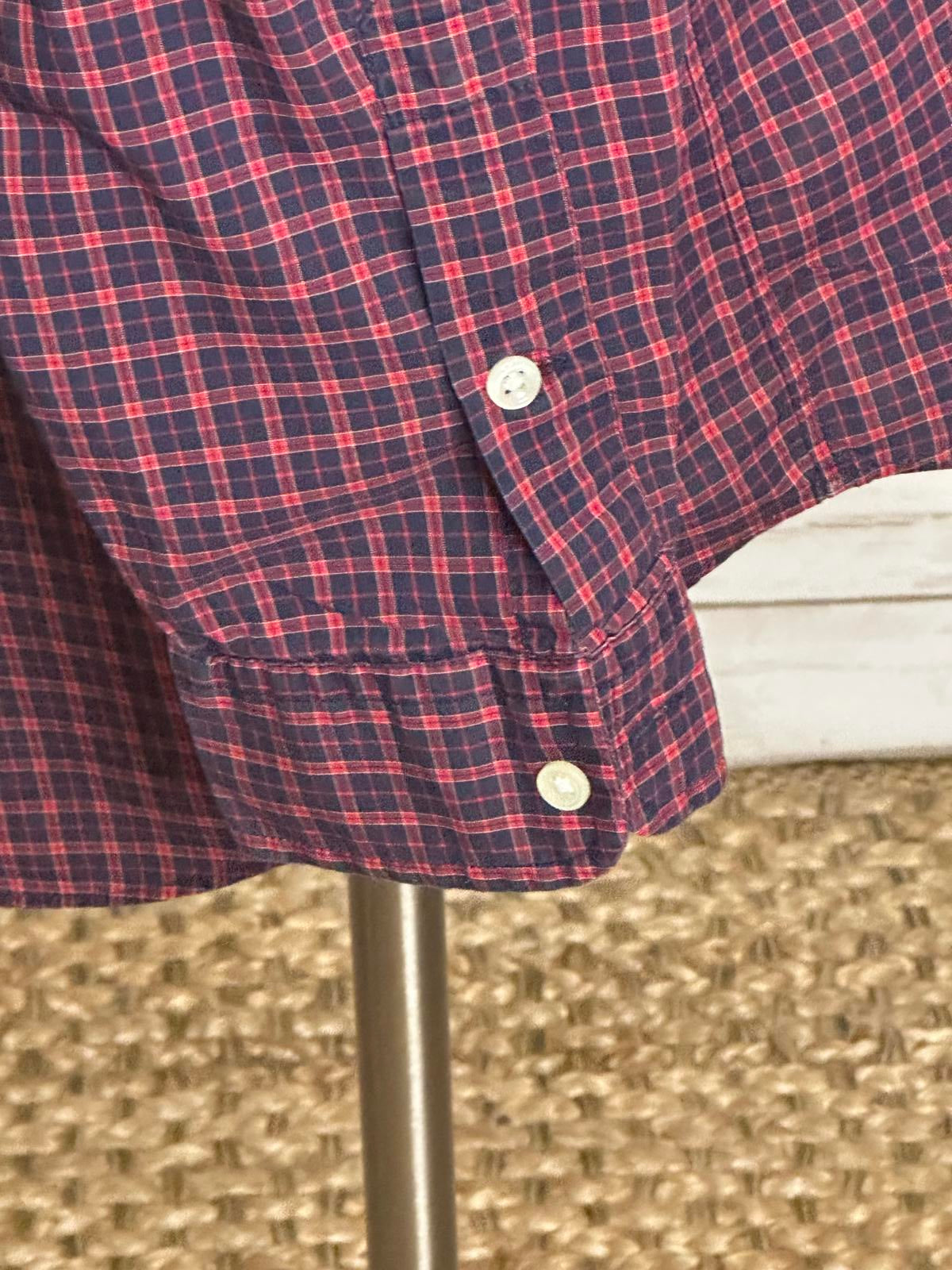 Ralph Lauren Blake classic red/navy cotton long sleeve button-down shirt Size M