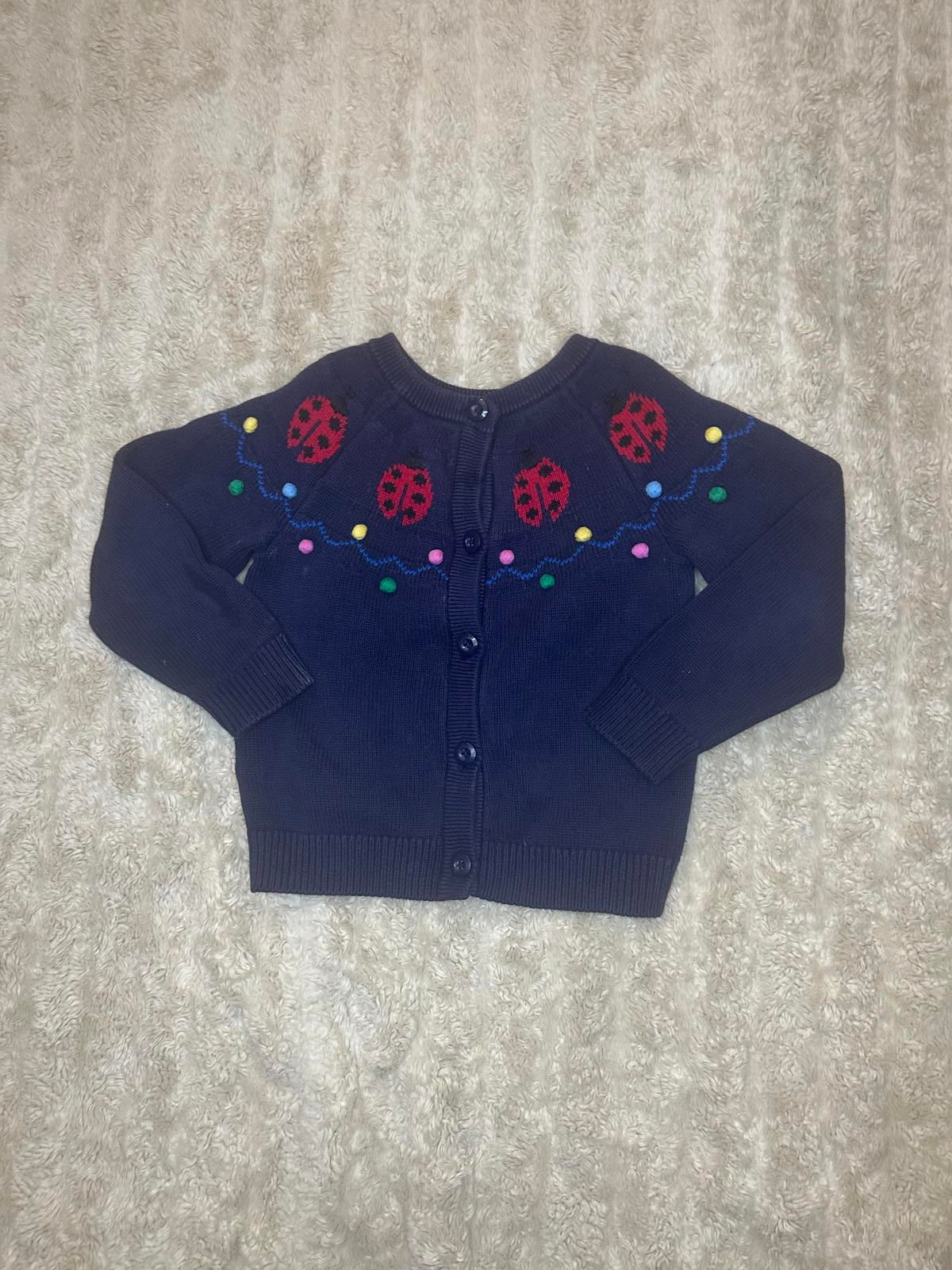 Hanna Andersson navy blue Hopscotch button-up cardigan sweater Size 100cm/4