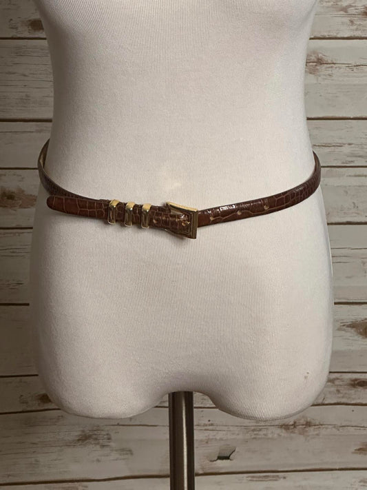 Cipriani classic cognac brown Italian alligator calfskin skinny belt Size Medium