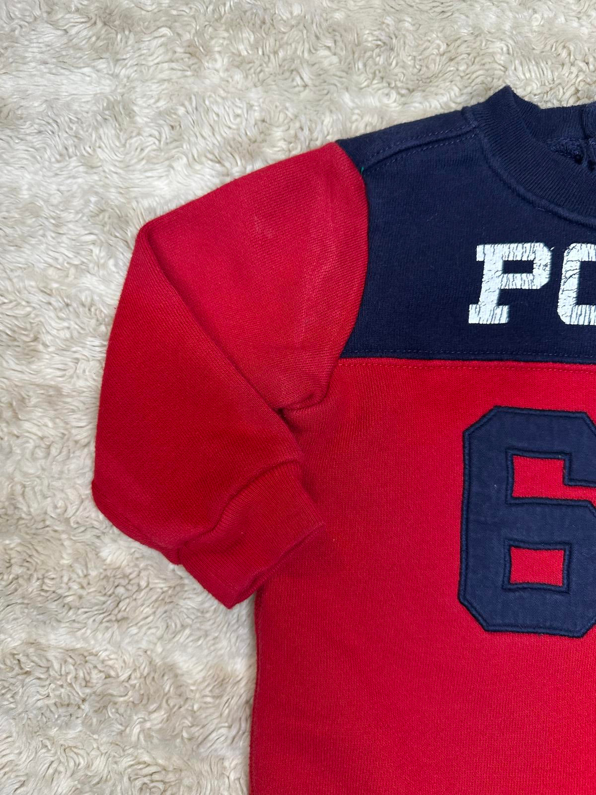 Ralph Lauren classic cotton red/navy blue colorblock one-piece Size 6M