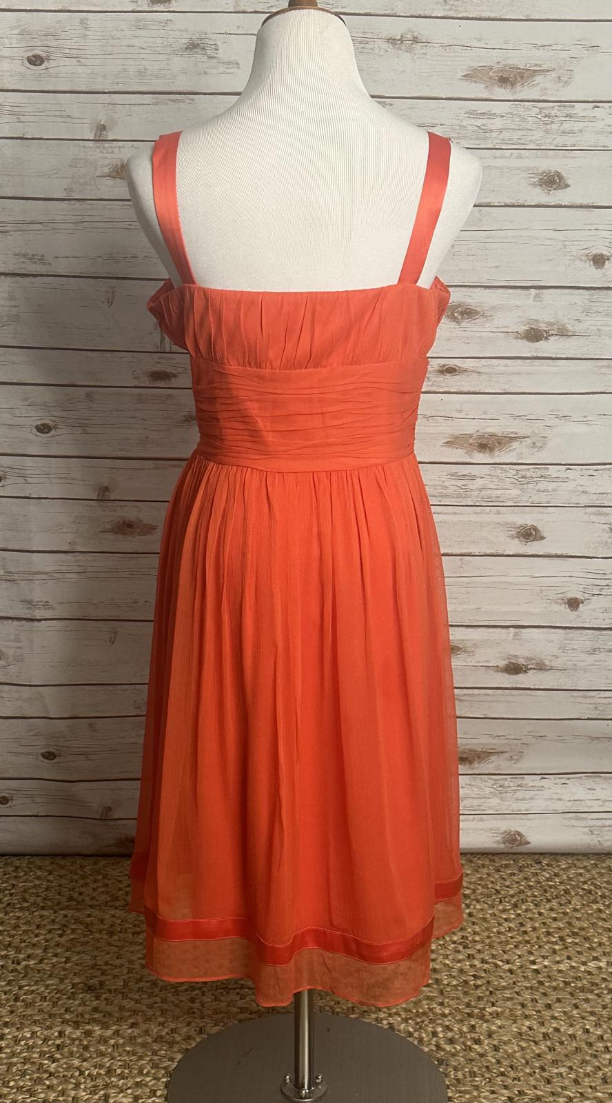 Tahari orange coquette silk gauzy chiffon A-line cocktail dress Size 12