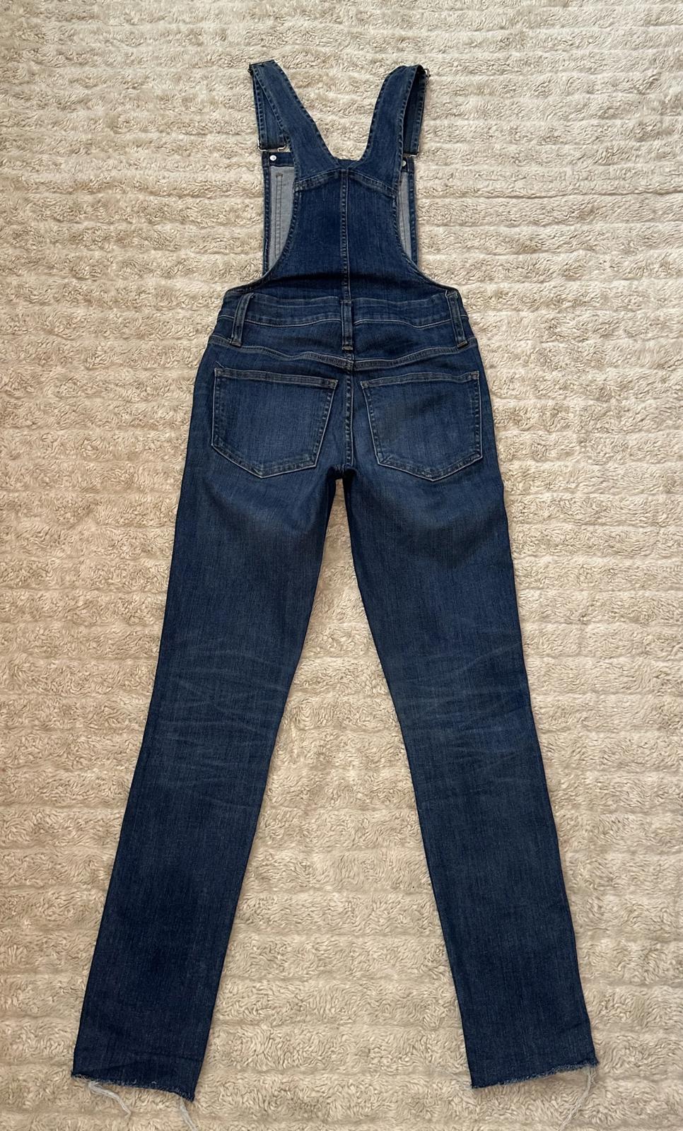 Madewell classic medium wash skinny frayed hem denim overalls Size XXS