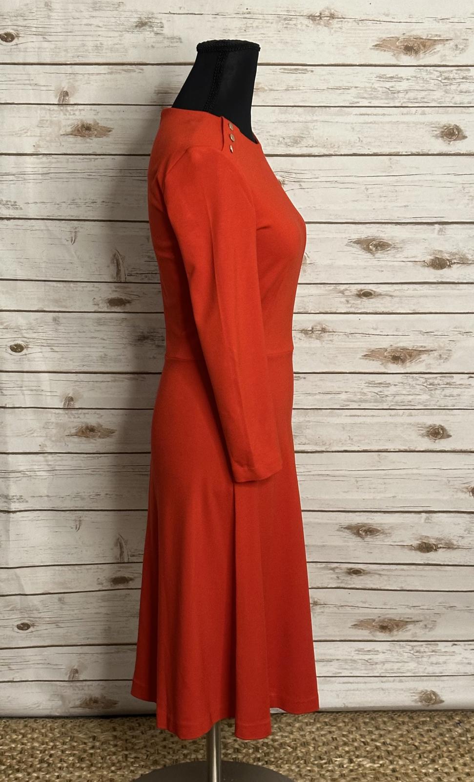 LK Bennett classic business casual Tomato Red Dr Case fit and flare dress Size 2