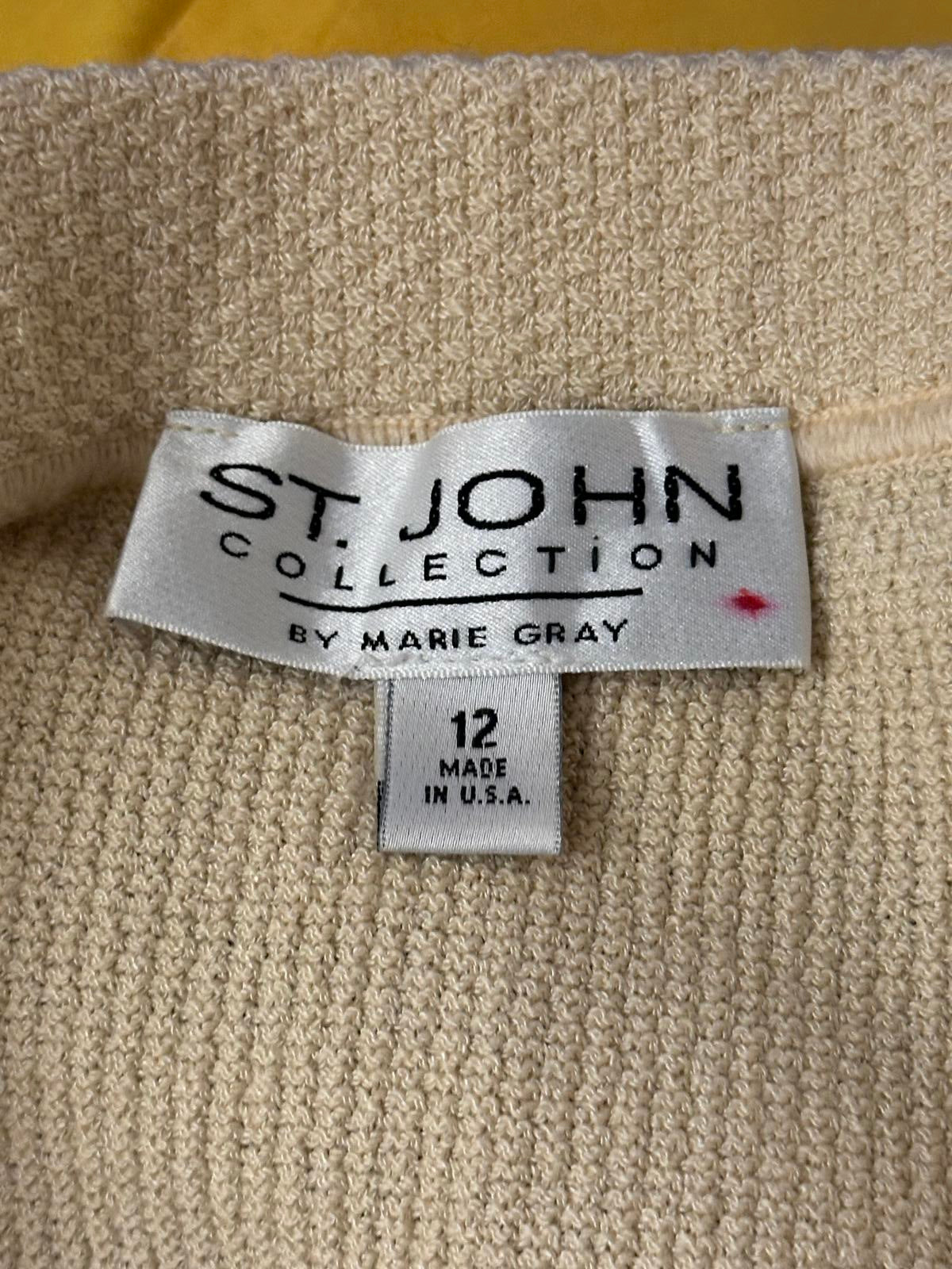 Vintage St. John Collection classic office siren cream knit pencil skirt Size 12