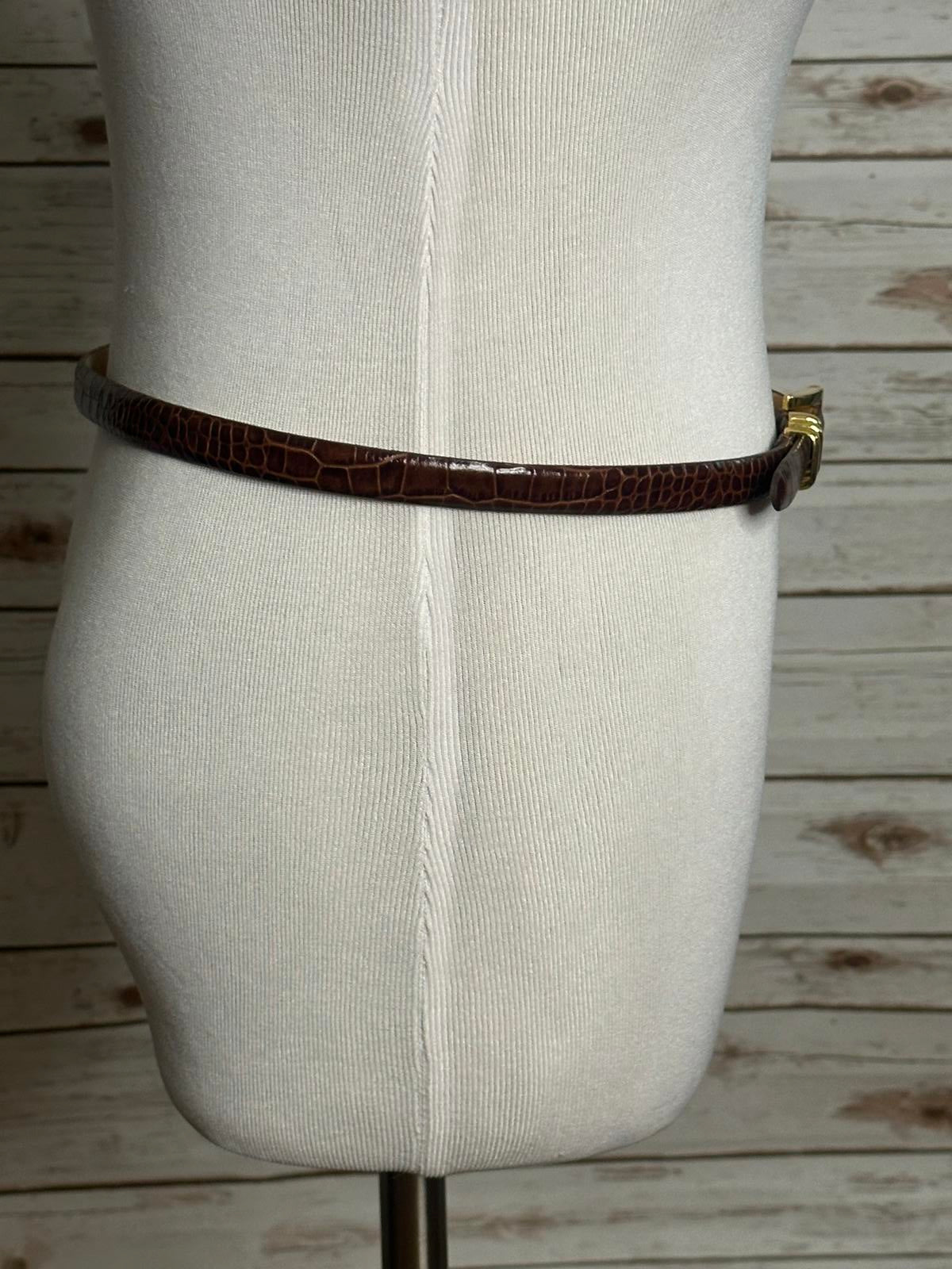 Cipriani classic cognac brown Italian alligator calfskin skinny belt Size Medium