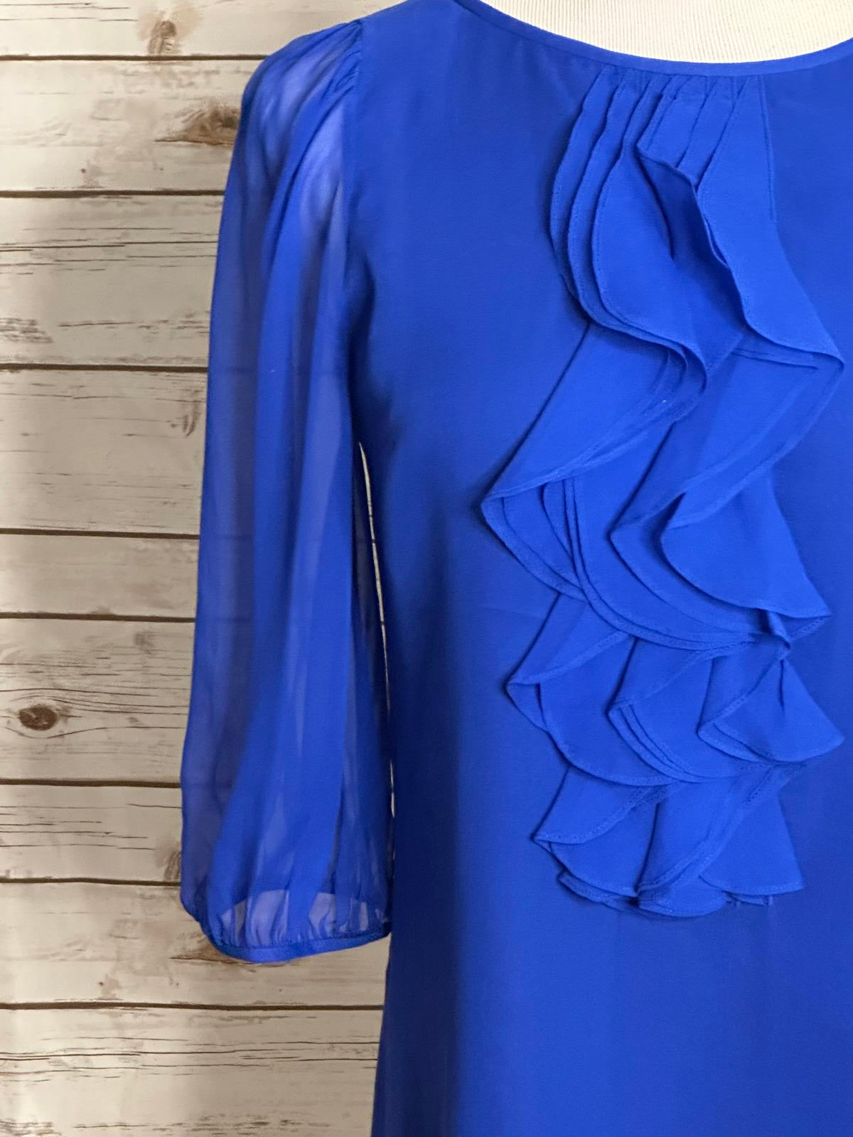 tibi elegant royal blue silk mini shift cocktail dress Size 6