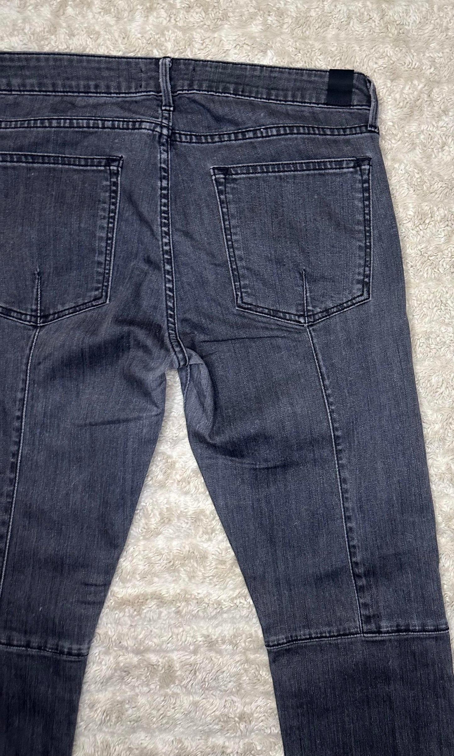 Vince mid-grey moto-style denim skinny jeans Size 30