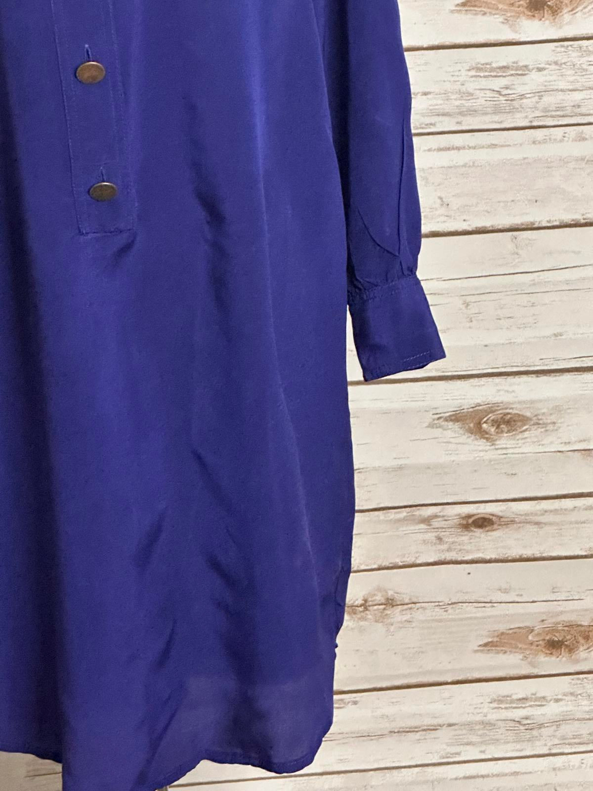 Anthropologie Hunter Dixon purple silk popover shirtdress Size Small