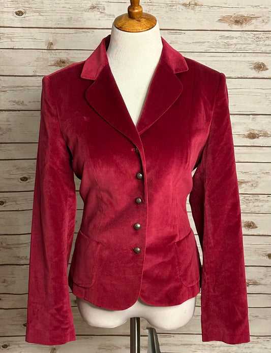 Vintage Talbots classic Victorian dark red velvet single-breasted blazer Size 10