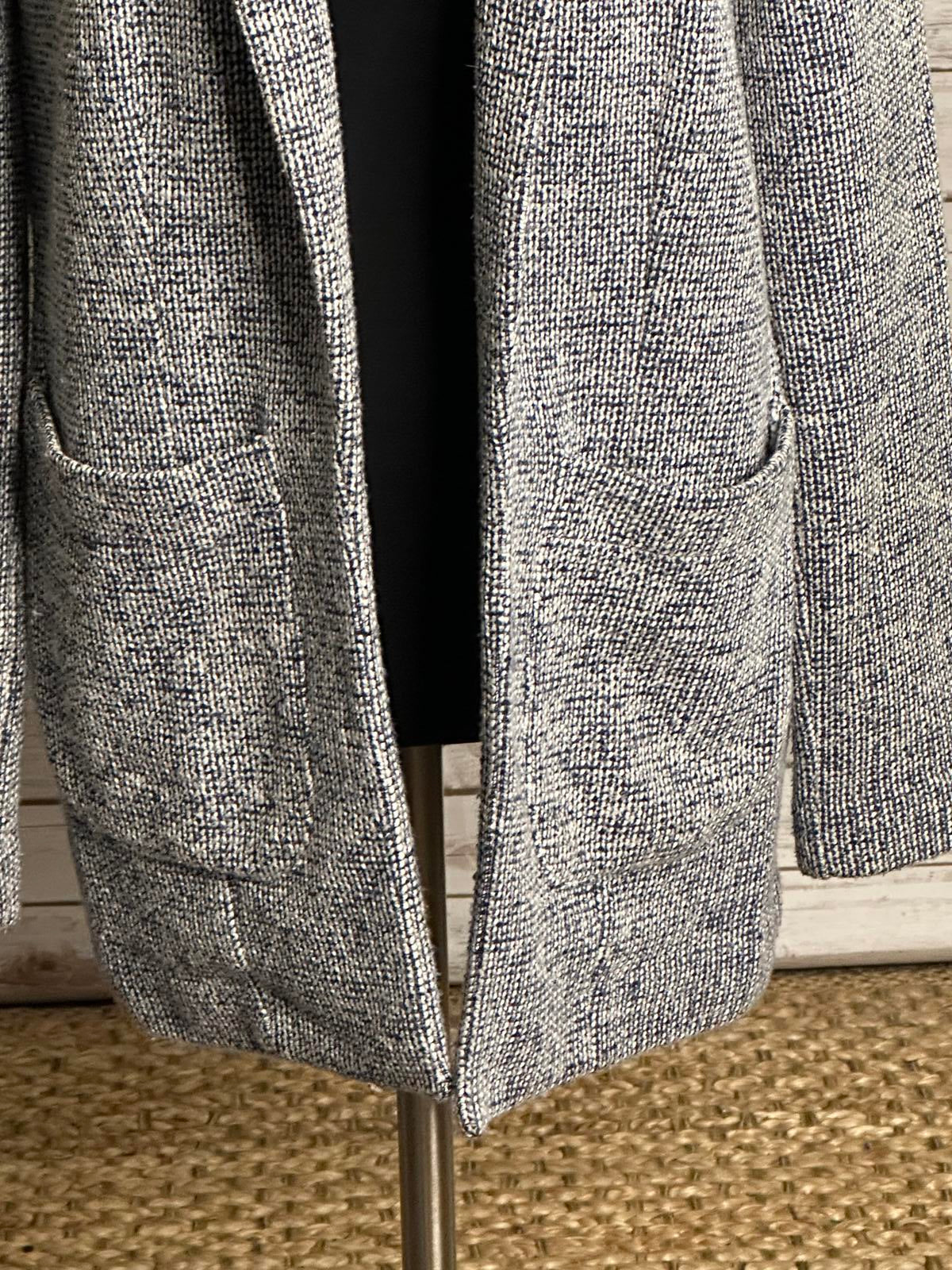 Topshop classic black/white tweed open front knit cardigan jacket Size 6