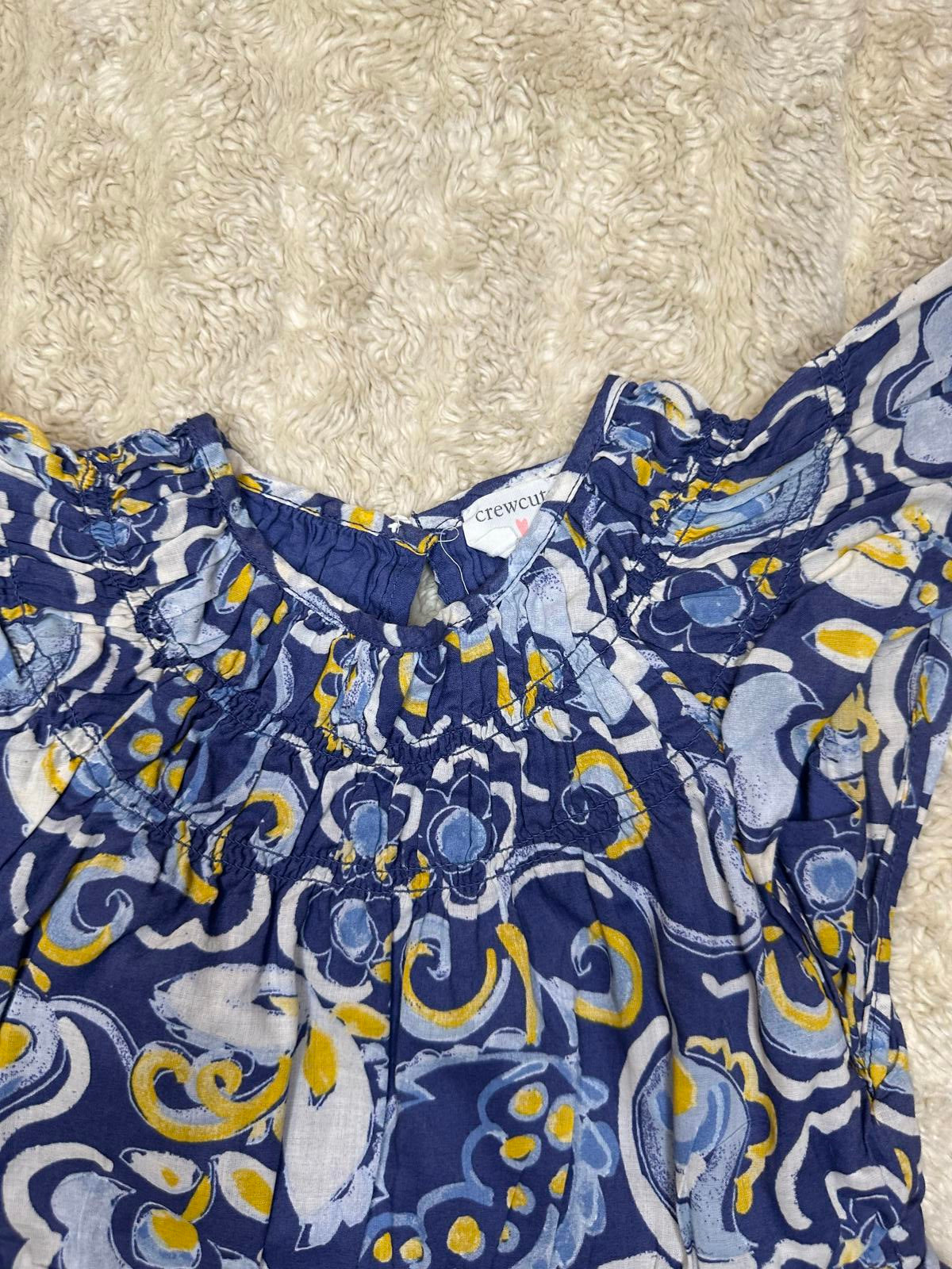 J.Crew/Crewcuts royal blue floral smocked flutter sleeve dress Size 3/3T