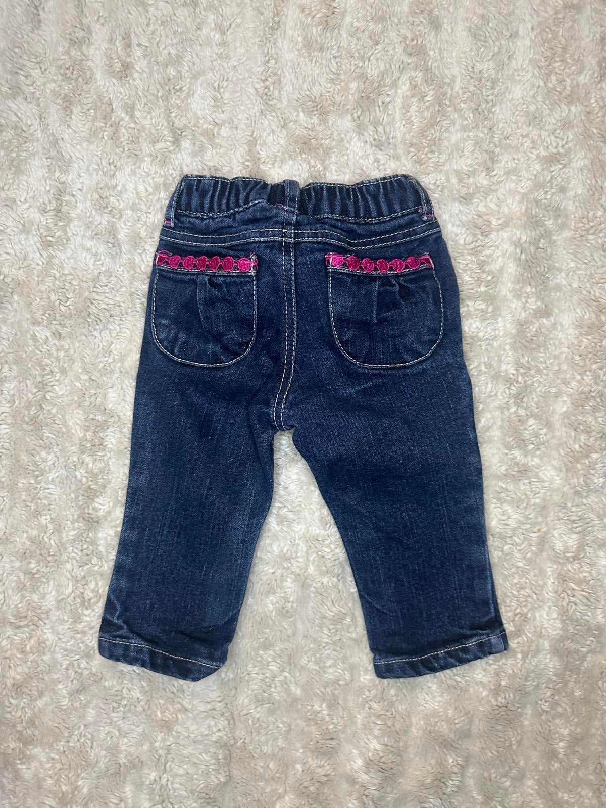 Gymboree pink embroidered jeans Size 6-12 Months