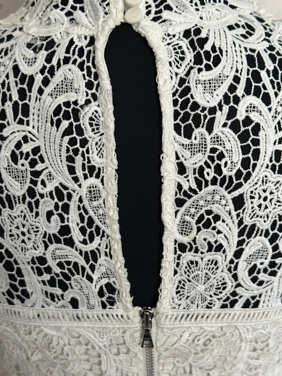 Bardot X REVOLVE Sansa white mock neck floral lace flared sleeve top Size 4