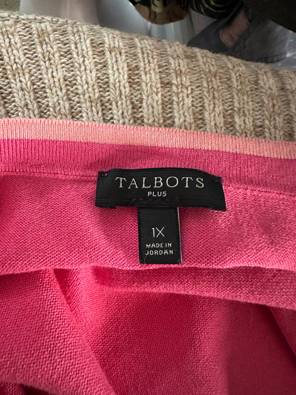 Talbots Plus Barbiecore pink/light pink button-down cardigan sweater Size 1X