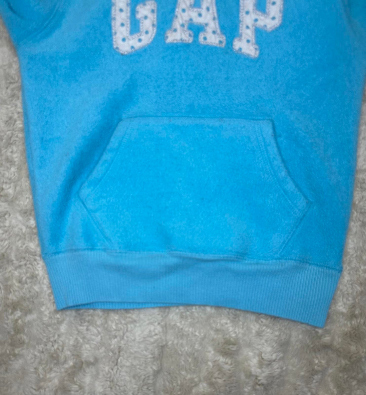 GAP classic turquoise puffed logo fleece pullover hoodie Size Small (6-7)