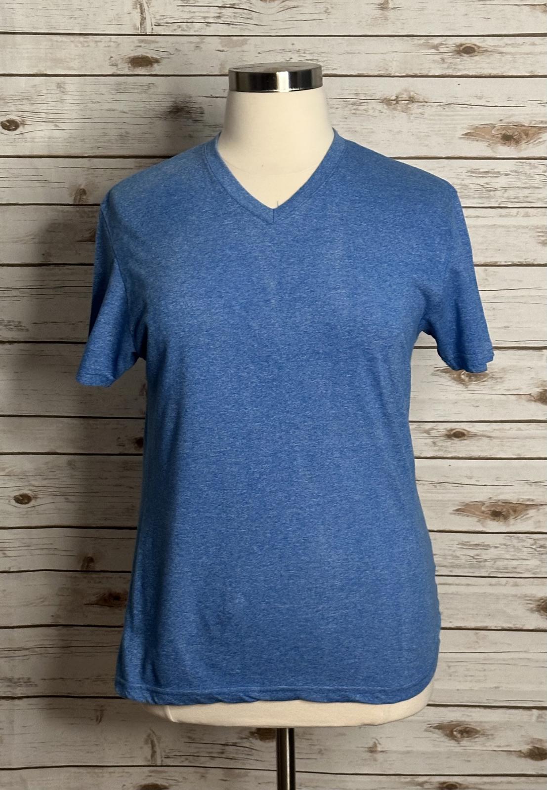 Alphabeta marled blue V-neck cotton-blend short sleeve t-shirt Size Large
