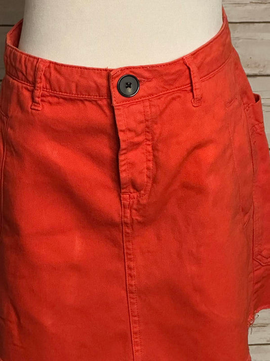 Urban Outfitters BDG coral cotton raw hem denim mini skirt Size Small