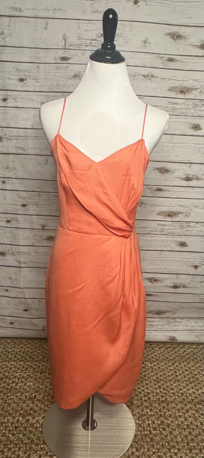 Banana Republic orange faux wrap spaghetti strap cocktail dress Size 6