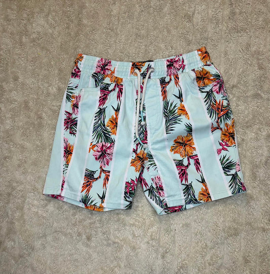 Good Vibes multicolored floral and striped chino shorts Size Medium