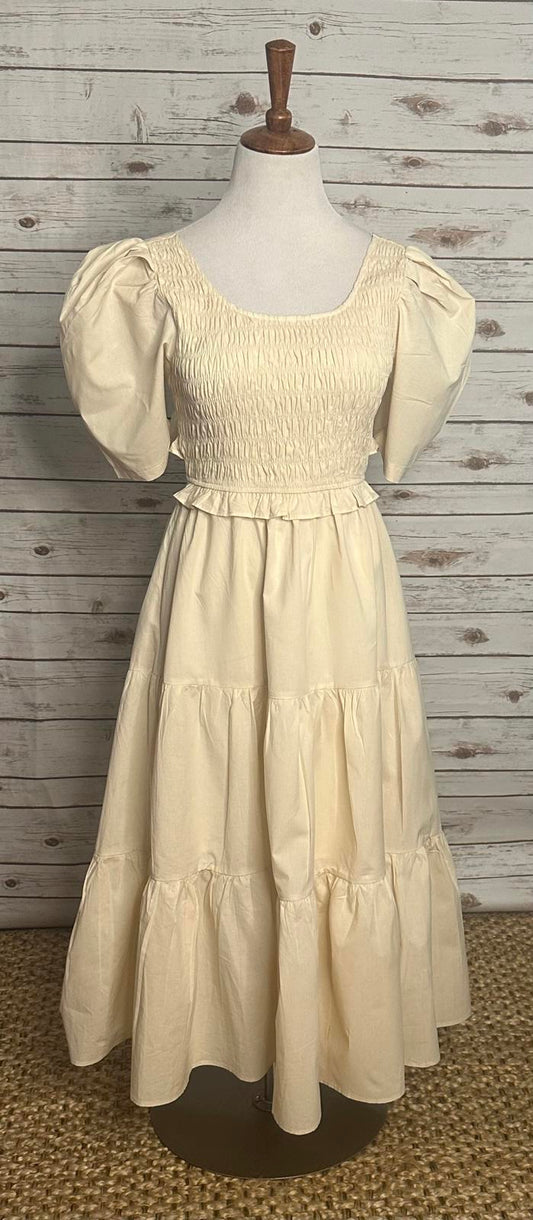 The Post cream fairycore cottagecore cotton mulit-tiered maxi dress Size Small