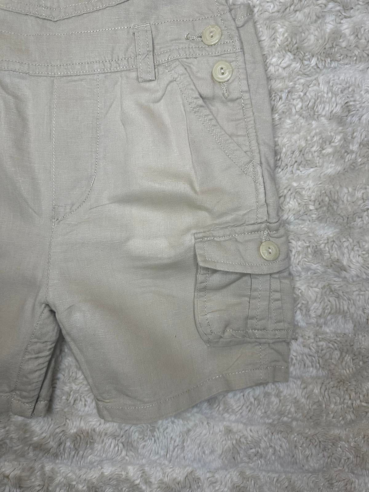 babyGAP utility tan linen/cotton bib-style cargo overalls Size 18-24M