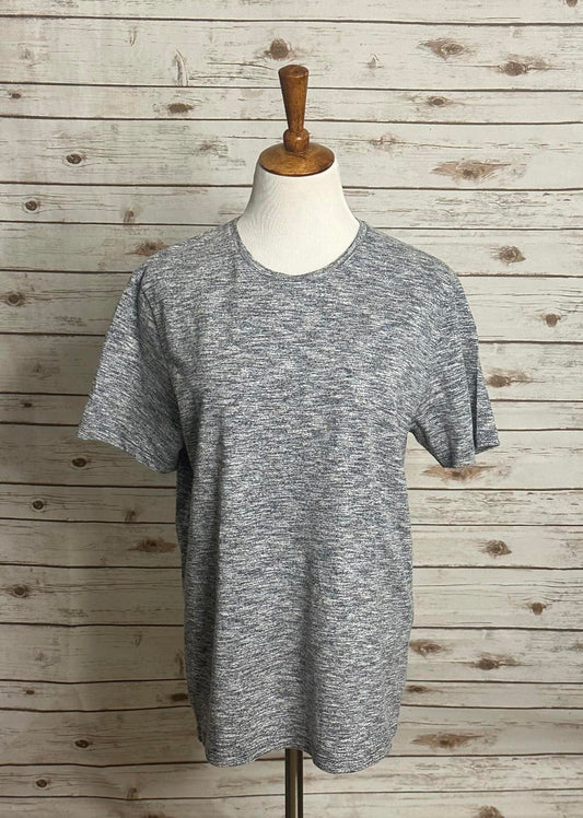 Reiss classic black/white marled short-sleeve crewneck t-shirt Size Large
