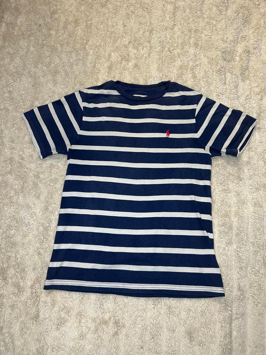 Polo Ralph Lauren classic navy/white striped short-sleeve t-shirt Size M(10-12)