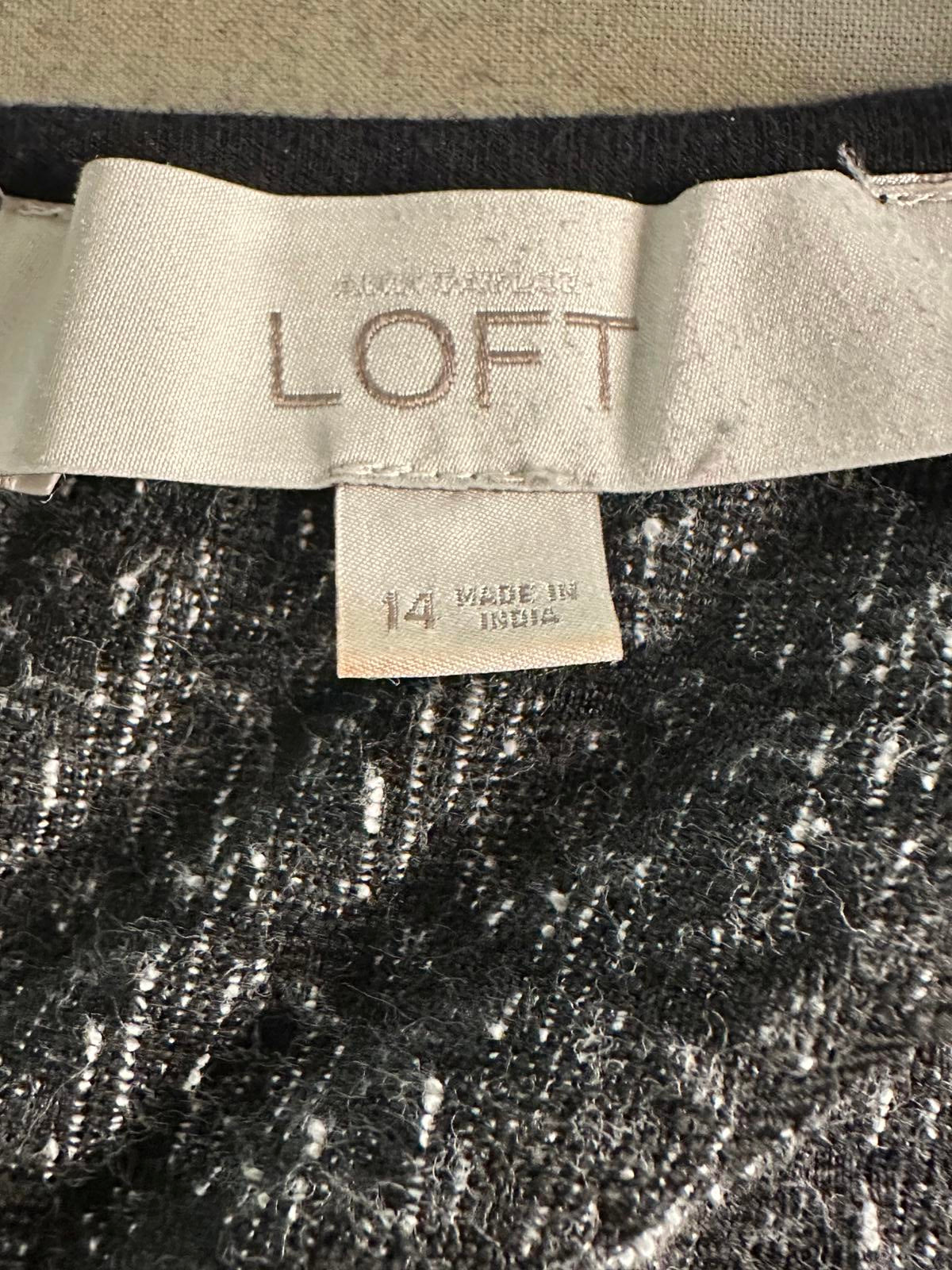 Ann Taylor LOFT black/white sleeveless A-line geometric knit dress Size 14