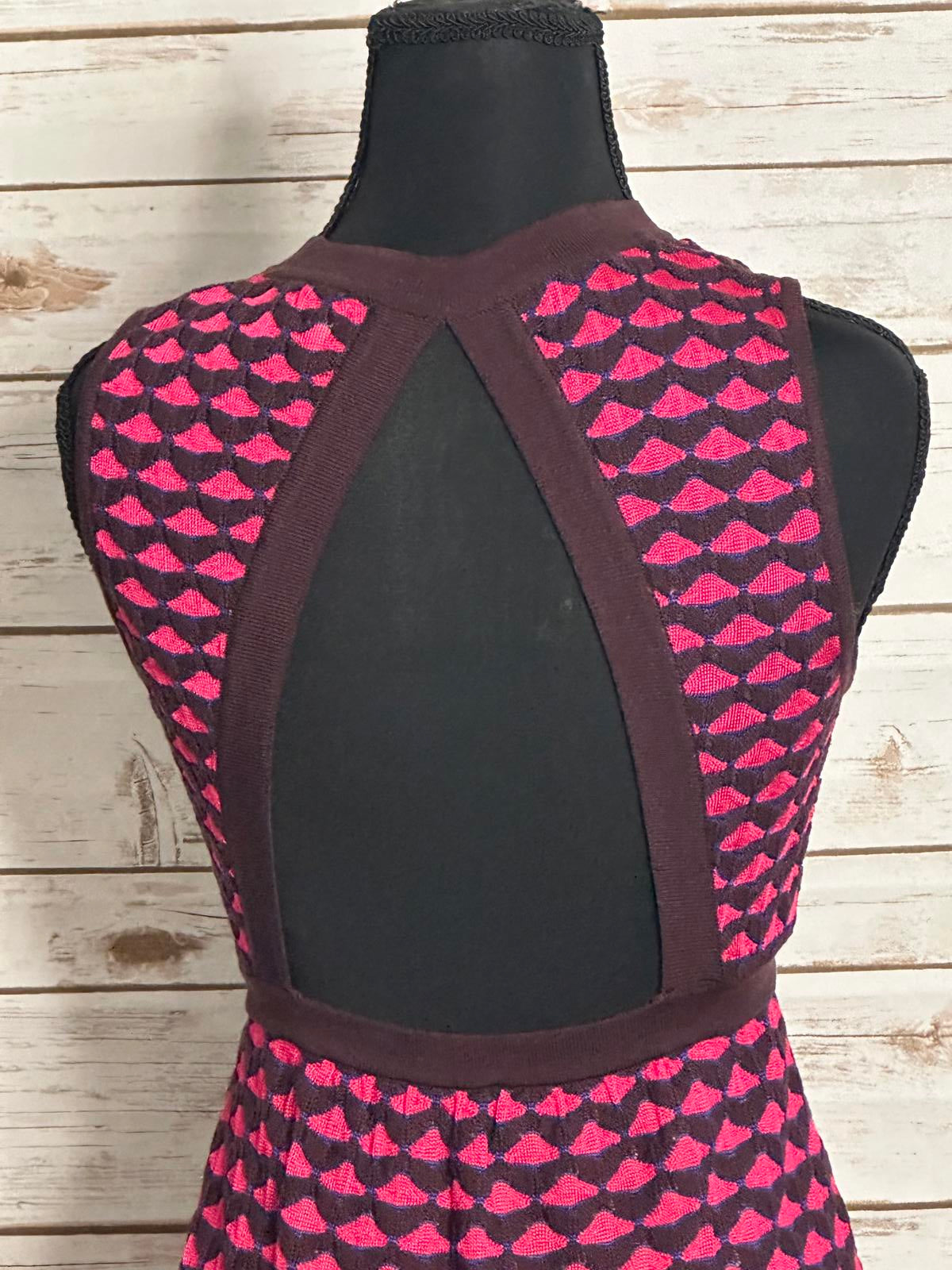 M Missoni pink/brown geometric sleeveless open back knit midi dress Size IT 40/4
