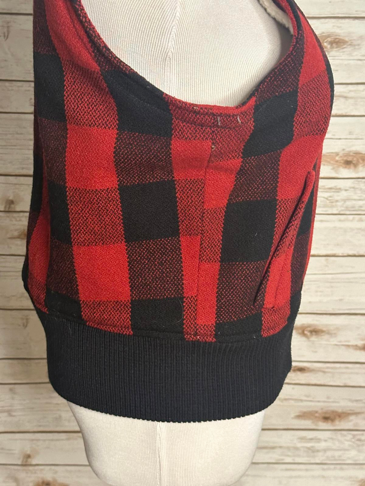 Madewell wool buffalo plaid sherpa fleece lined full zip vest Size Medium