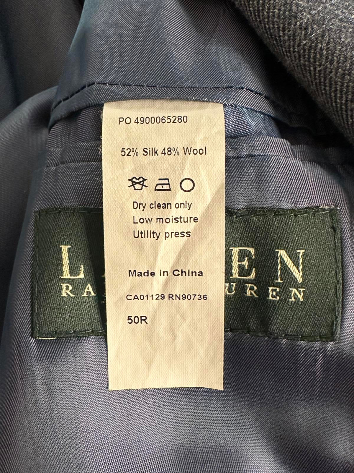 Lauren Ralph Lauren silk-wool single-breasted windowpane sportscoat/blazer 50R