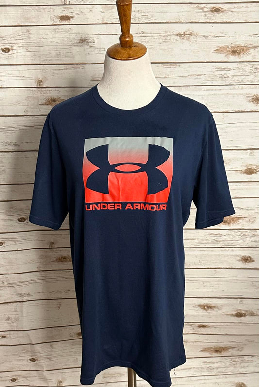 Under Armour Heatgear activewear navy cotton short sleeve t-shirt Size Large