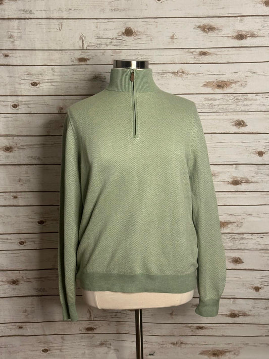 Brooks Brothers cotton/linen mock neck 1/4 zip long sleeve sweater Size Large