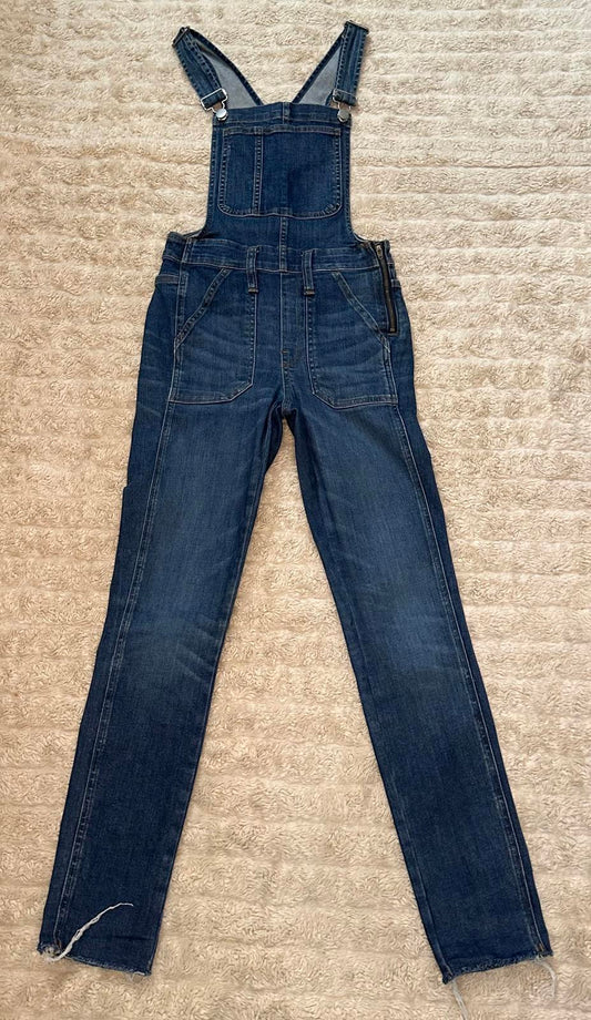 Madewell classic medium wash skinny frayed hem denim overalls Size XXS