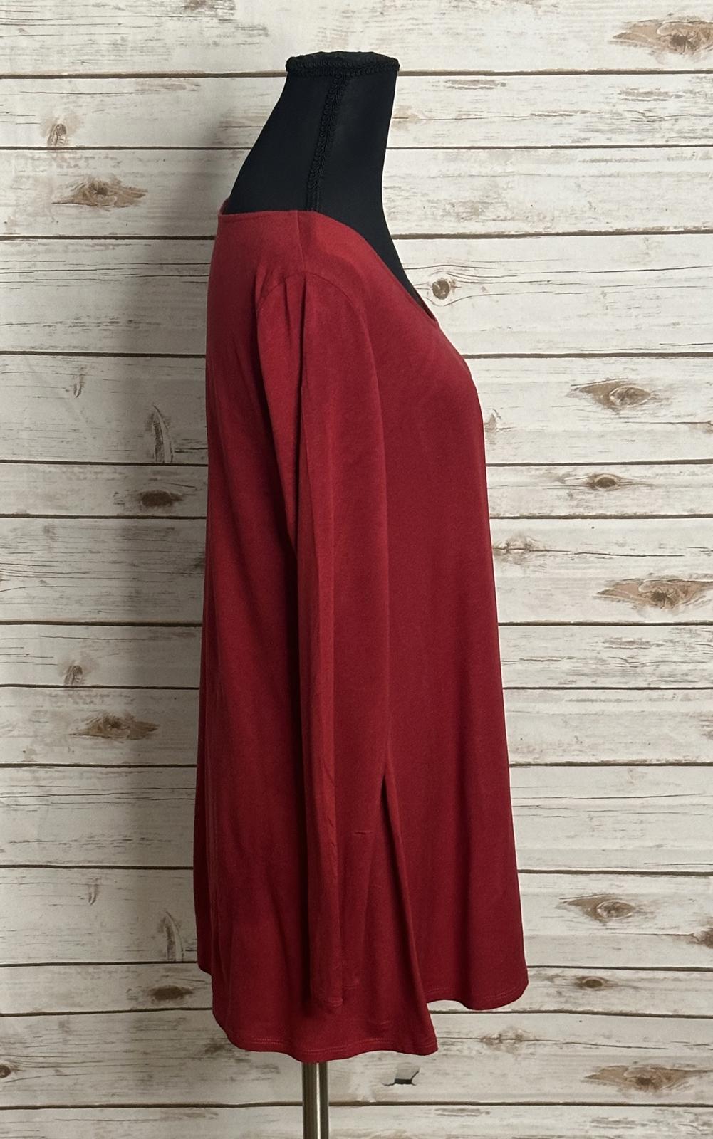 Soft Surroundings casual red jersey knit scoop neck long sleeve tunic Size Small