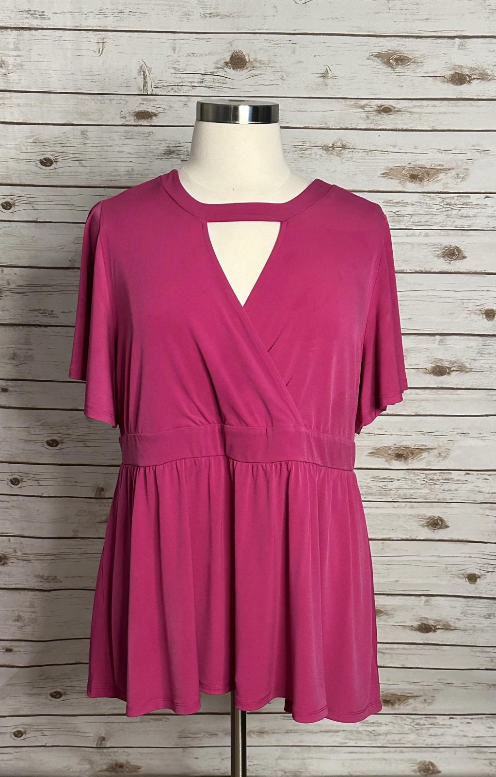 Torrid Studio Knit fuchsia cutout surplice short sleeve babydoll top Size 3(3X)