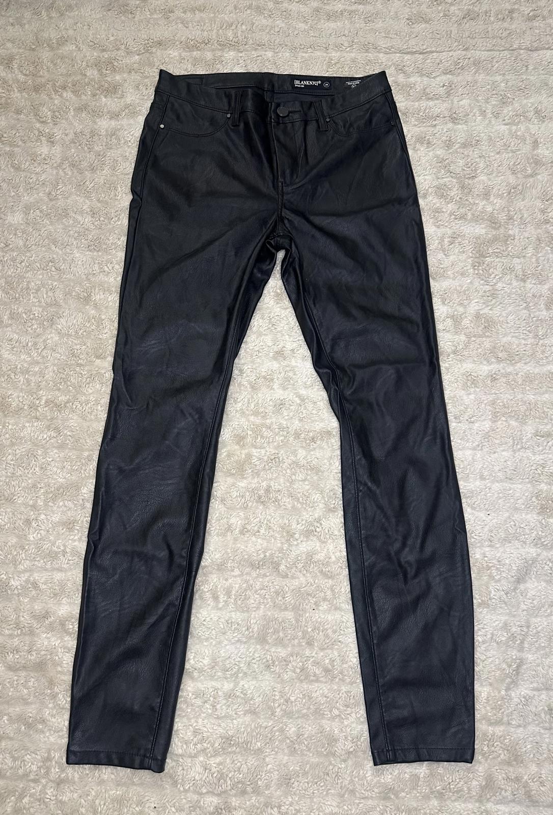 Blank NYC 'Spray-On' mob wife black vegan faux leather skinny jeans Size 28