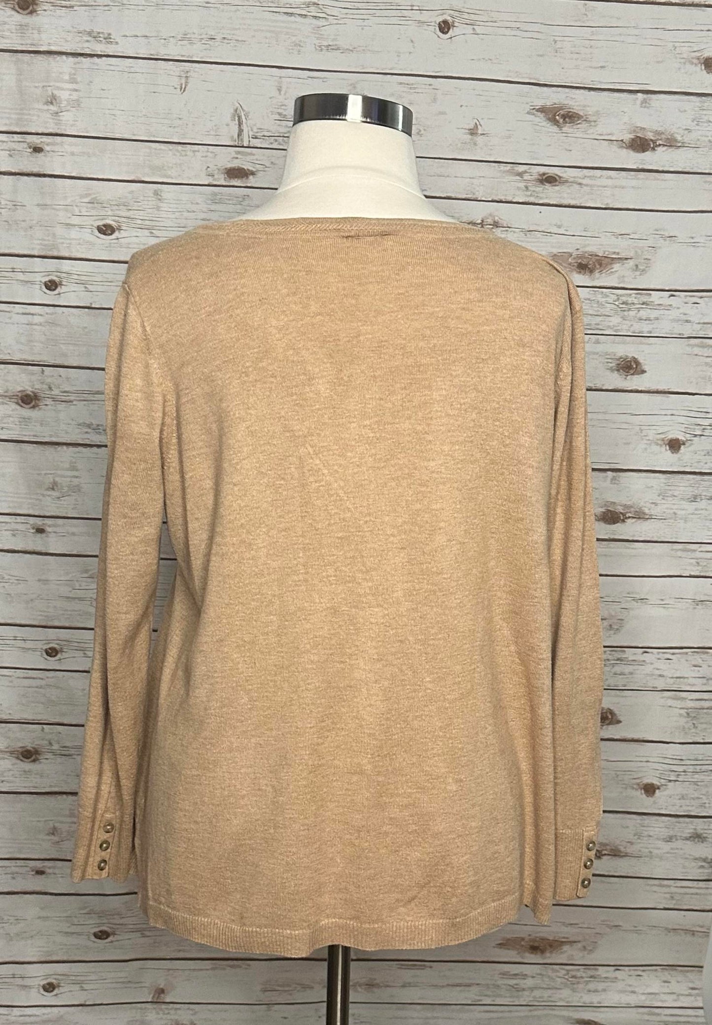 Talbots Plus lightweight tan cotton-blend V-neck sweater Size 2X