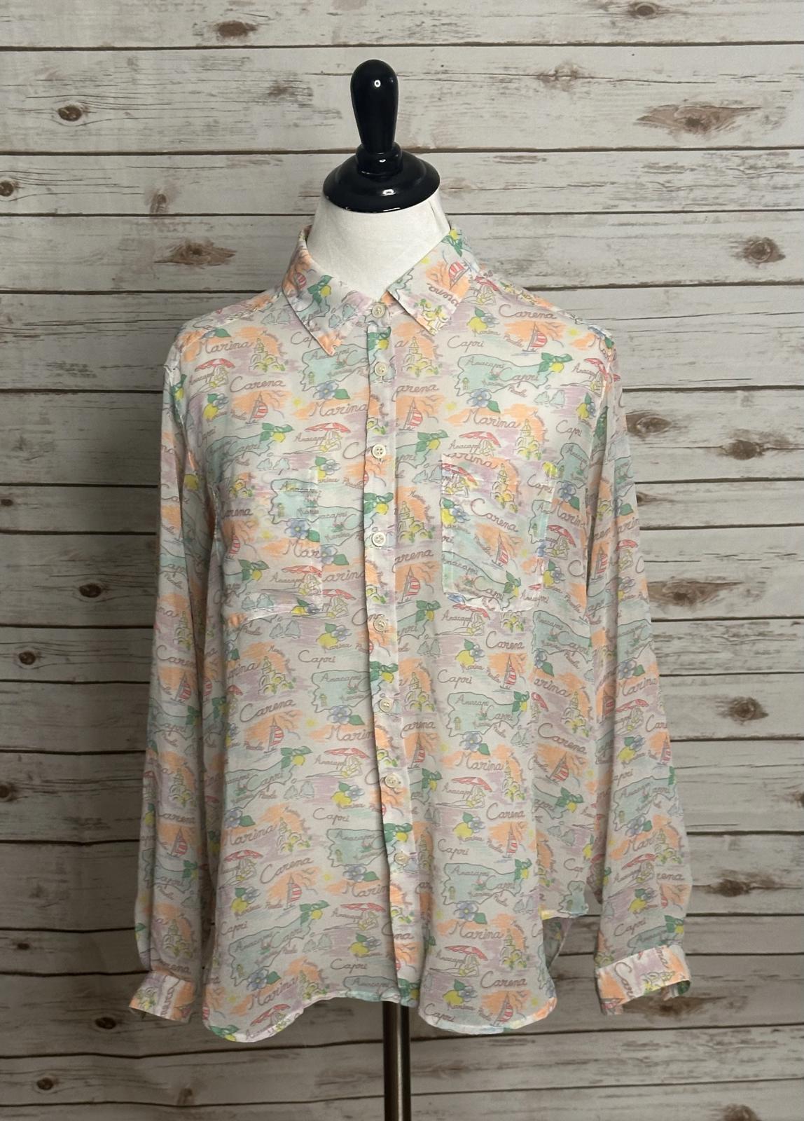 Victoria's Secret Italian Vacation sheer button-up long sleeve blouse Size Small