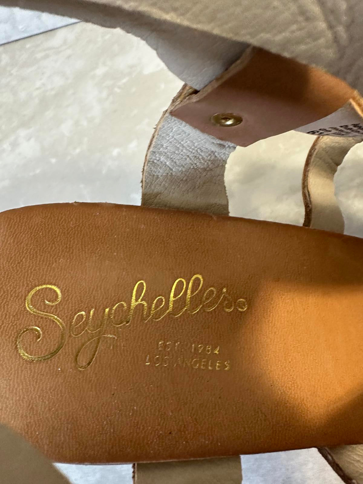 Anthropologie Seychelles tan strappy block heel sandals Size 6.5